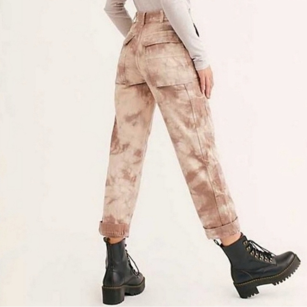 Free People Lavender Purple and White Madison Tie-dye Cargo pants Size 30